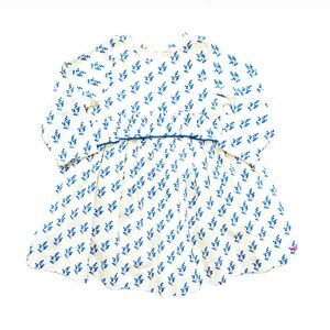 Pink Chicken Cream Baby Caroline Dress in Blue Royal Block Print Size 3/6 Months